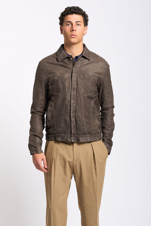 Giorgio Brato Giacca in Pelle Marrone Uomo