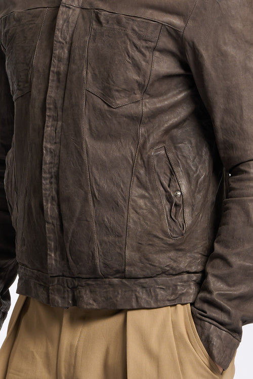 Giorgio Brato Giacca in Pelle Marrone Uomo-2