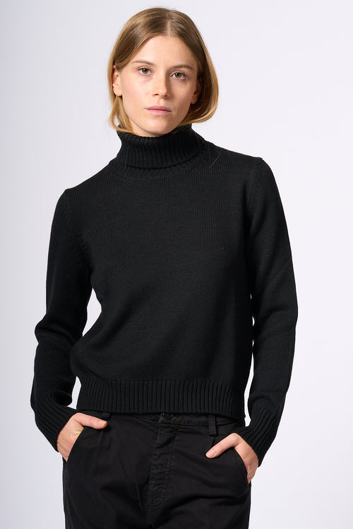 Gran Sasso Dolcevita Nero Donna in maglia fine