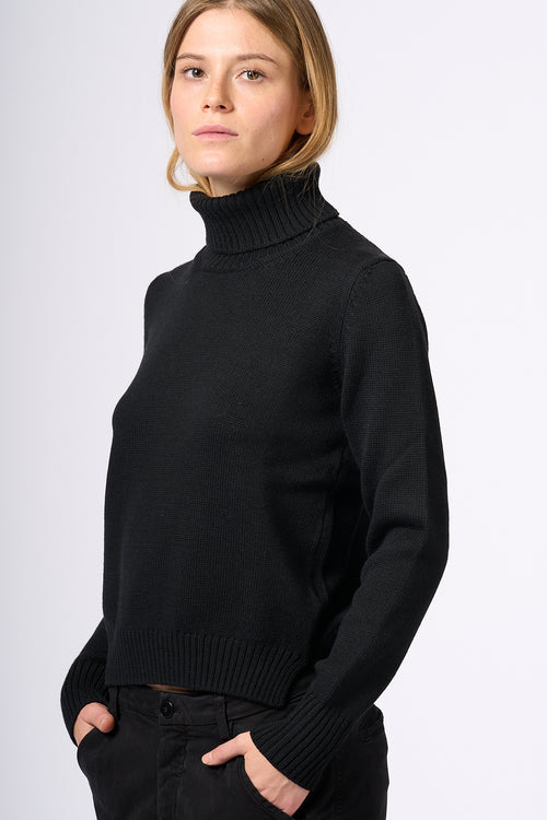 Gran Sasso Dolcevita Nero Donna in maglia fine-2