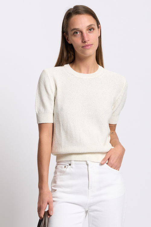 Gran Sasso Maglia Micro Paillettes Latte Donna