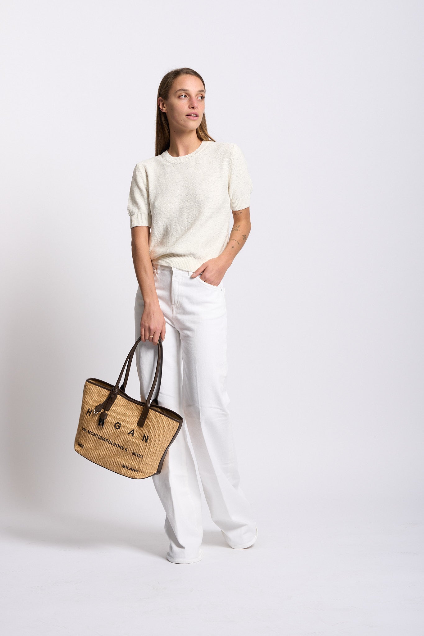 Gran Sasso Maglia Micro Paillettes Latte Donna-6