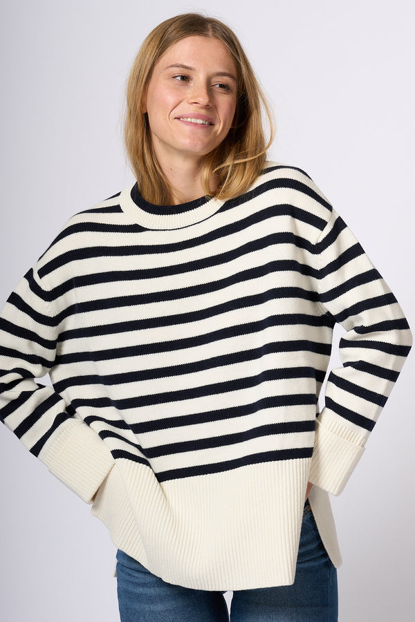 Gran Sasso Women's Cream/Blue Striped Shirt-2