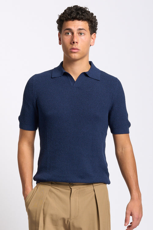 Gran Sasso Polo a Costine Blu Uomo
