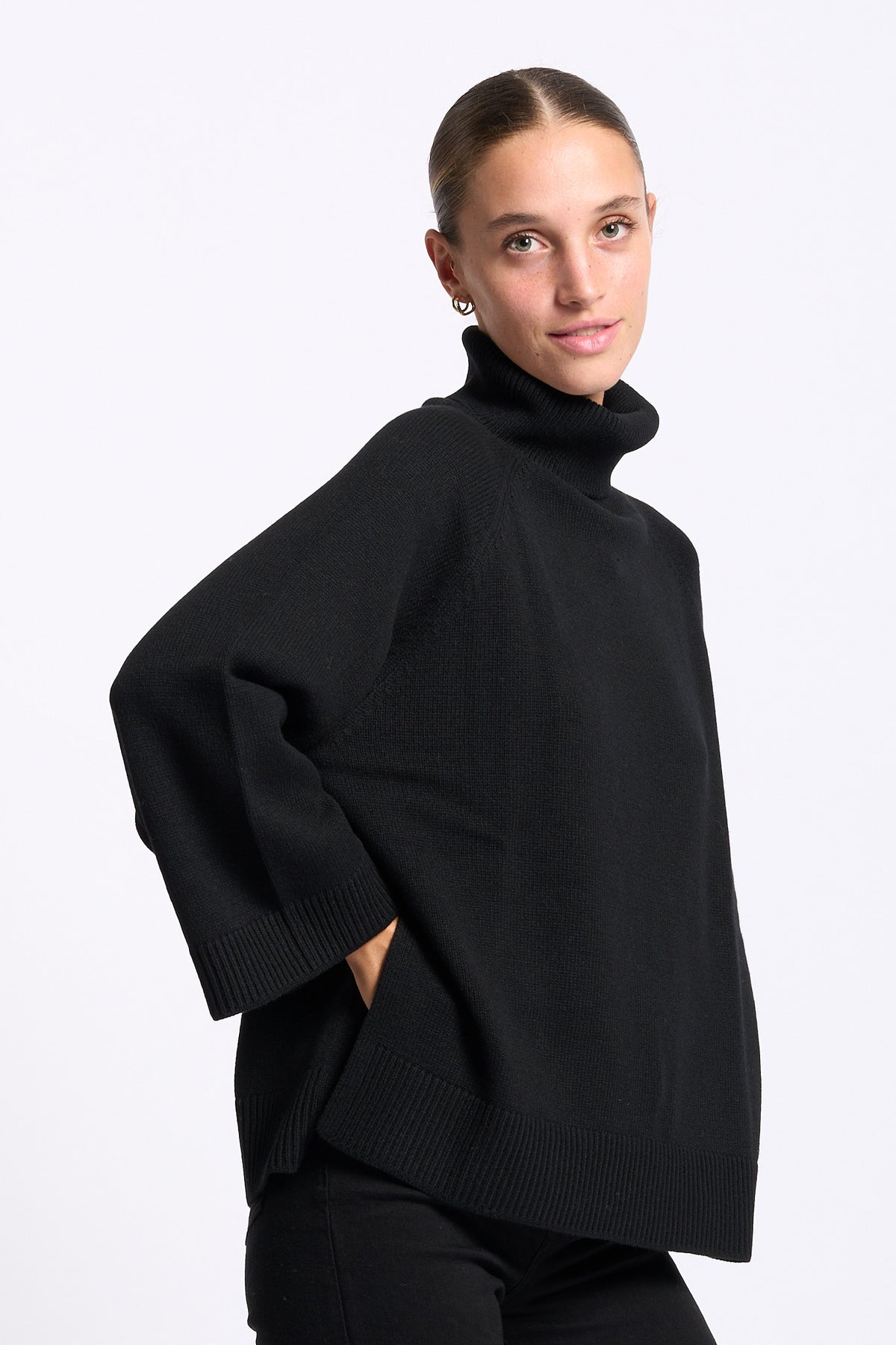 Gran Sasso Dolcevita Scatolina Donna misto Cashmere Nero-5