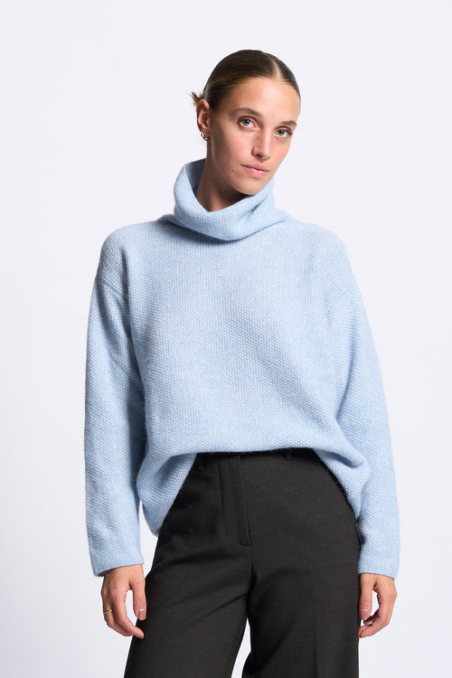 Gran Sasso Dolcevita Alpaca Donna azzurro a collo alto-2