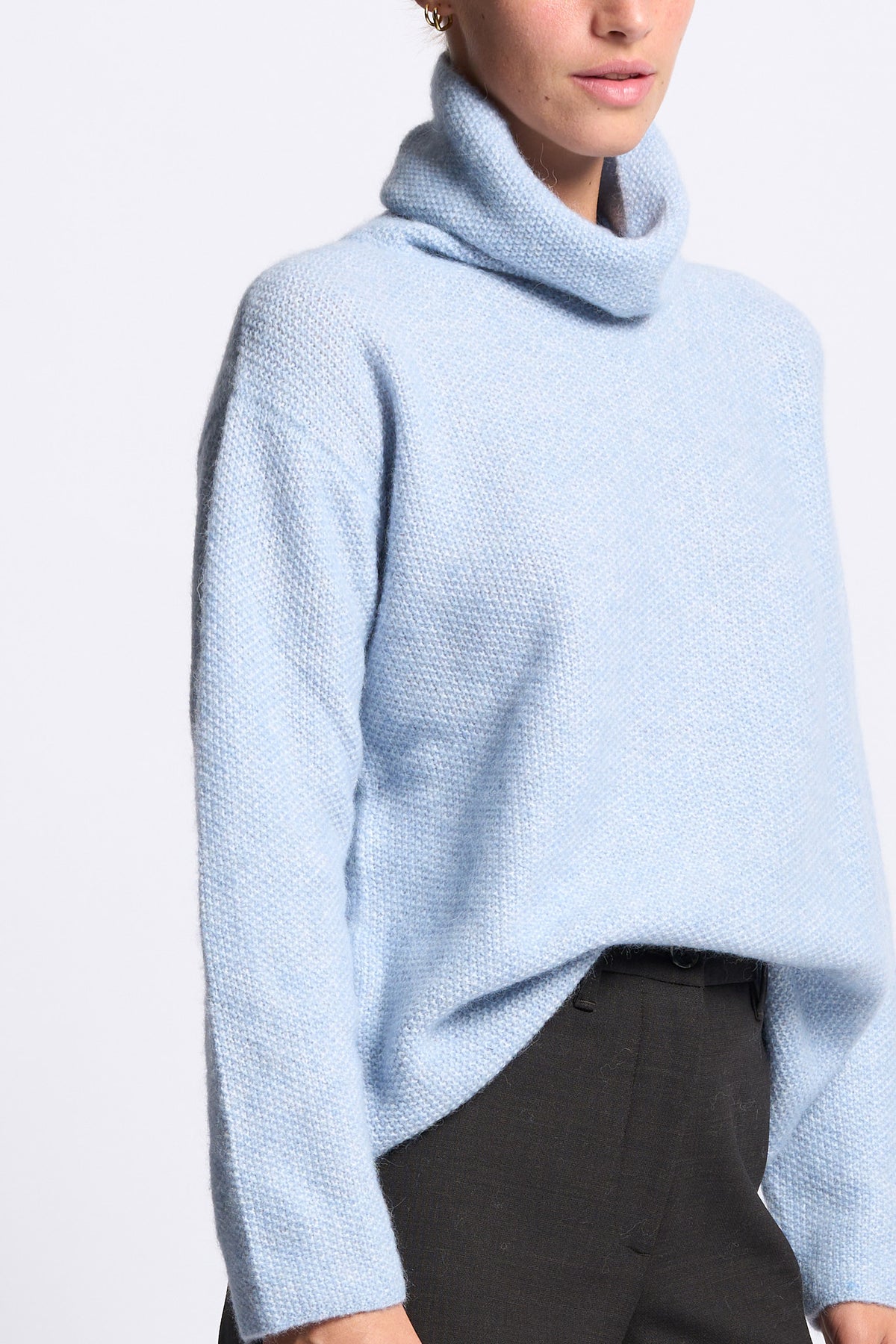 Gran Sasso Dolcevita Alpaca Donna azzurro a collo alto-4