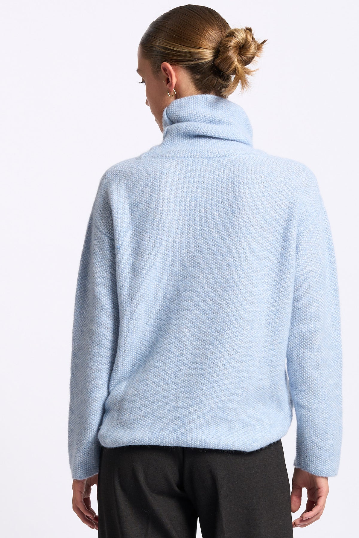 Gran Sasso Dolcevita Alpaca Donna azzurro a collo alto-5