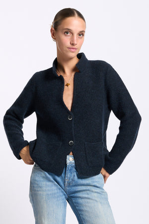 Gran Sasso Giacca Misto Alpaca blu donna in maglia - 40