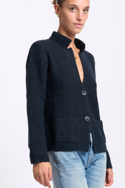 Gran Sasso Giacca Misto Alpaca blu donna in maglia-2