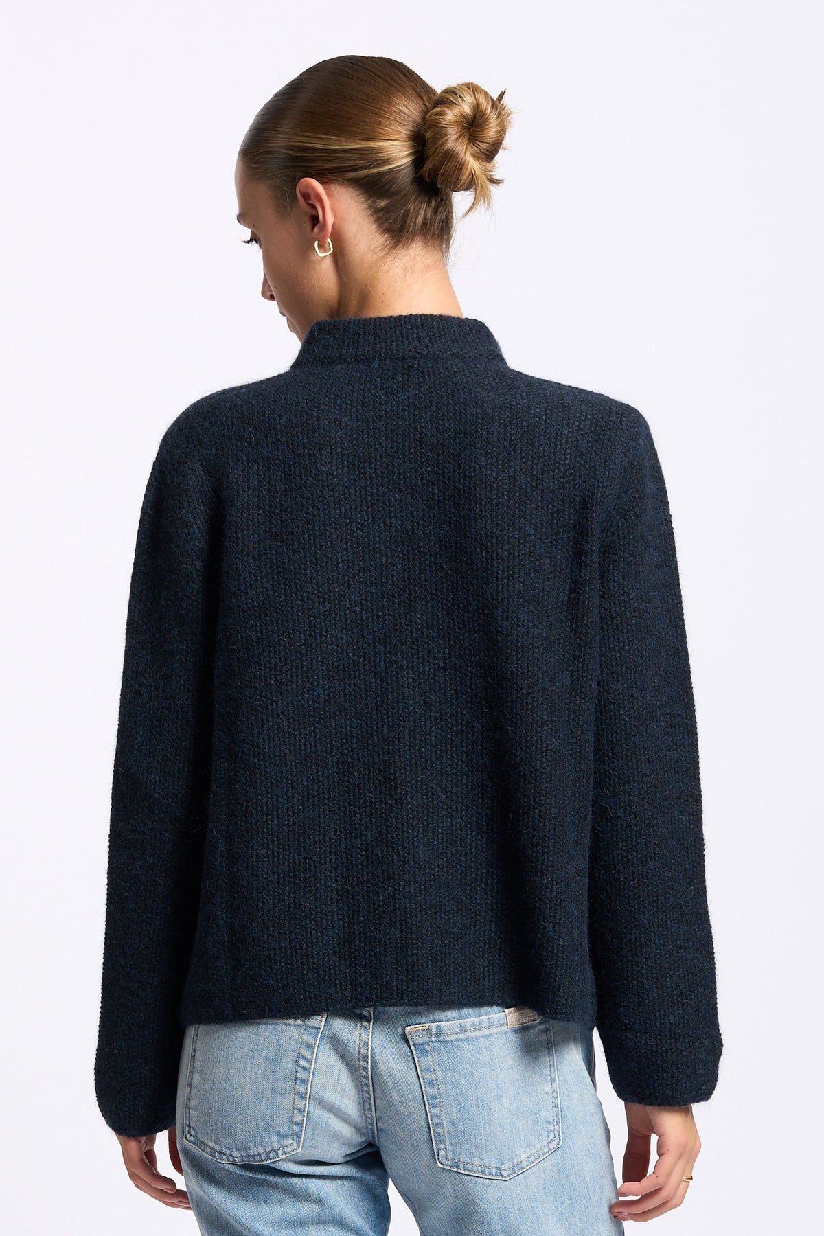 Gran Sasso Giacca Misto Alpaca blu donna in maglia-4