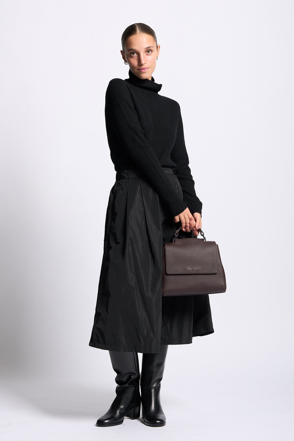 Gran Sasso Lupetto cashmere donna a coste nero-5