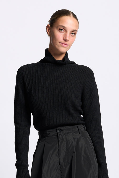 Gran Sasso Lupetto cashmere donna a coste nero-2