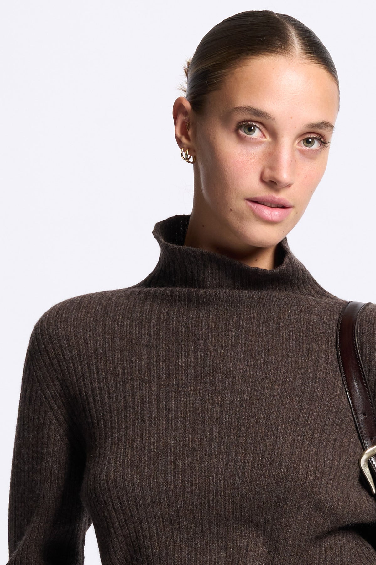 Gran Sasso Lupetto Cashmere Donna a coste marrone-6