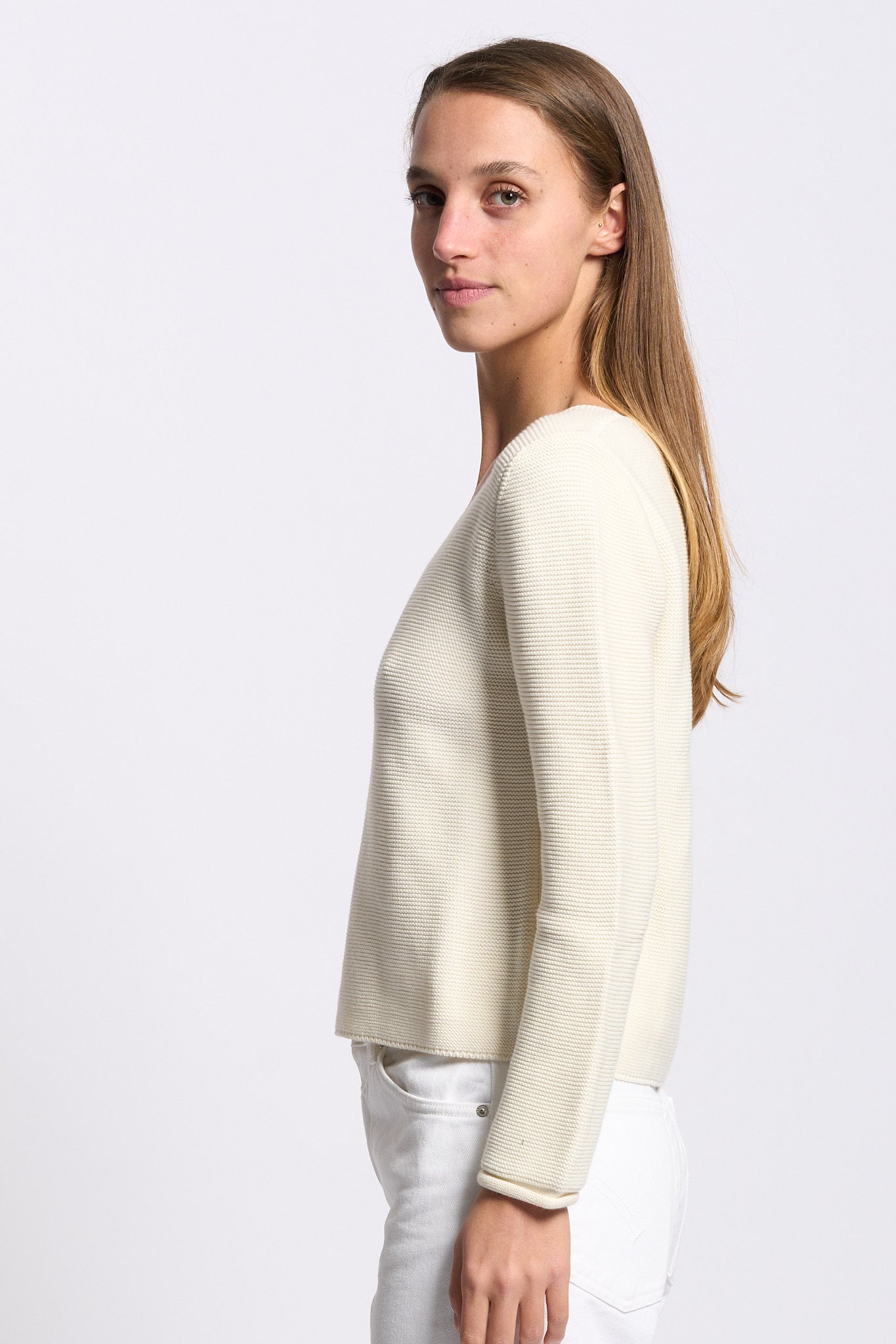 Gran sasso Maglia Scollo V Avorio Donna-4