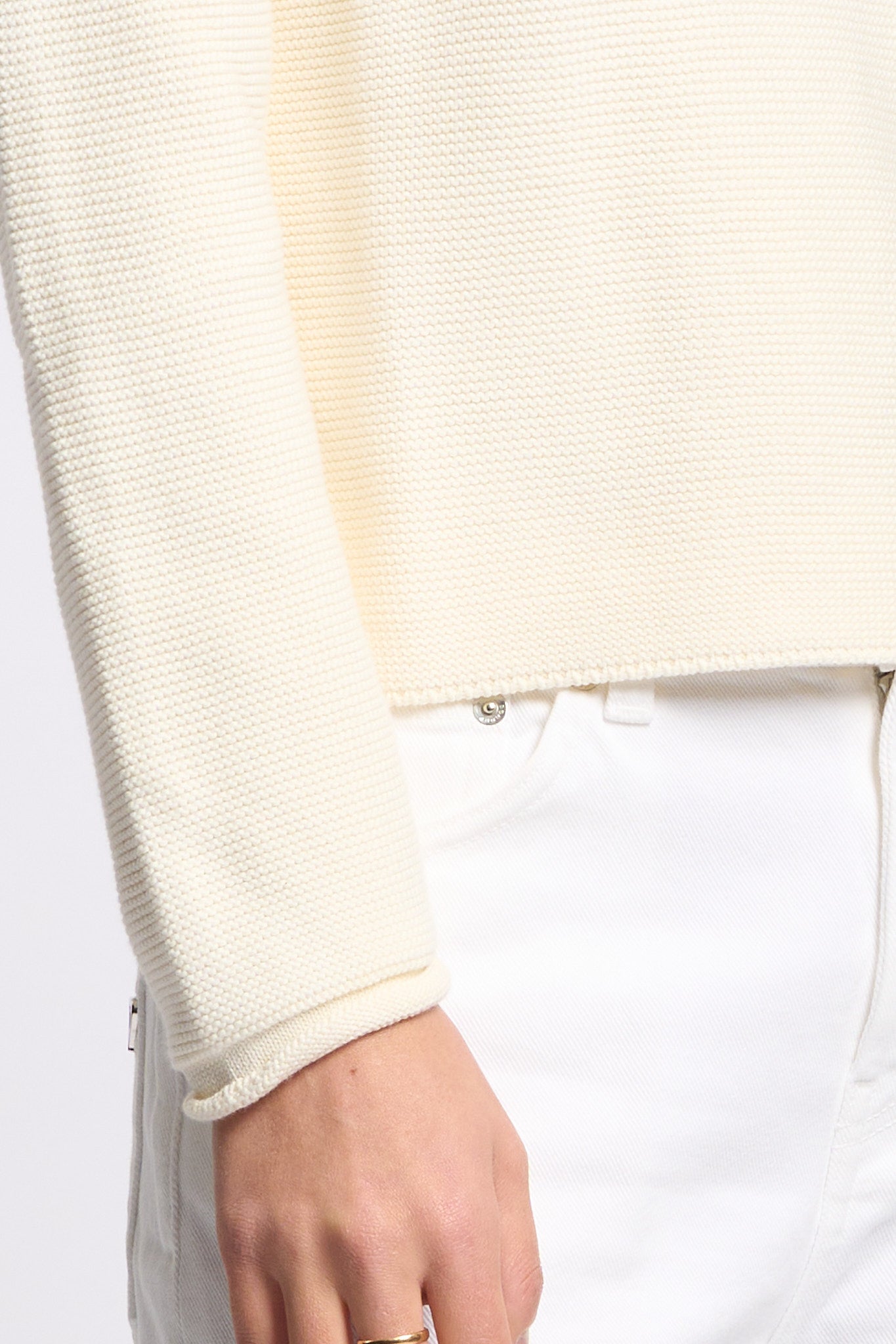 Gran sasso Maglia Scollo V Avorio Donna-6