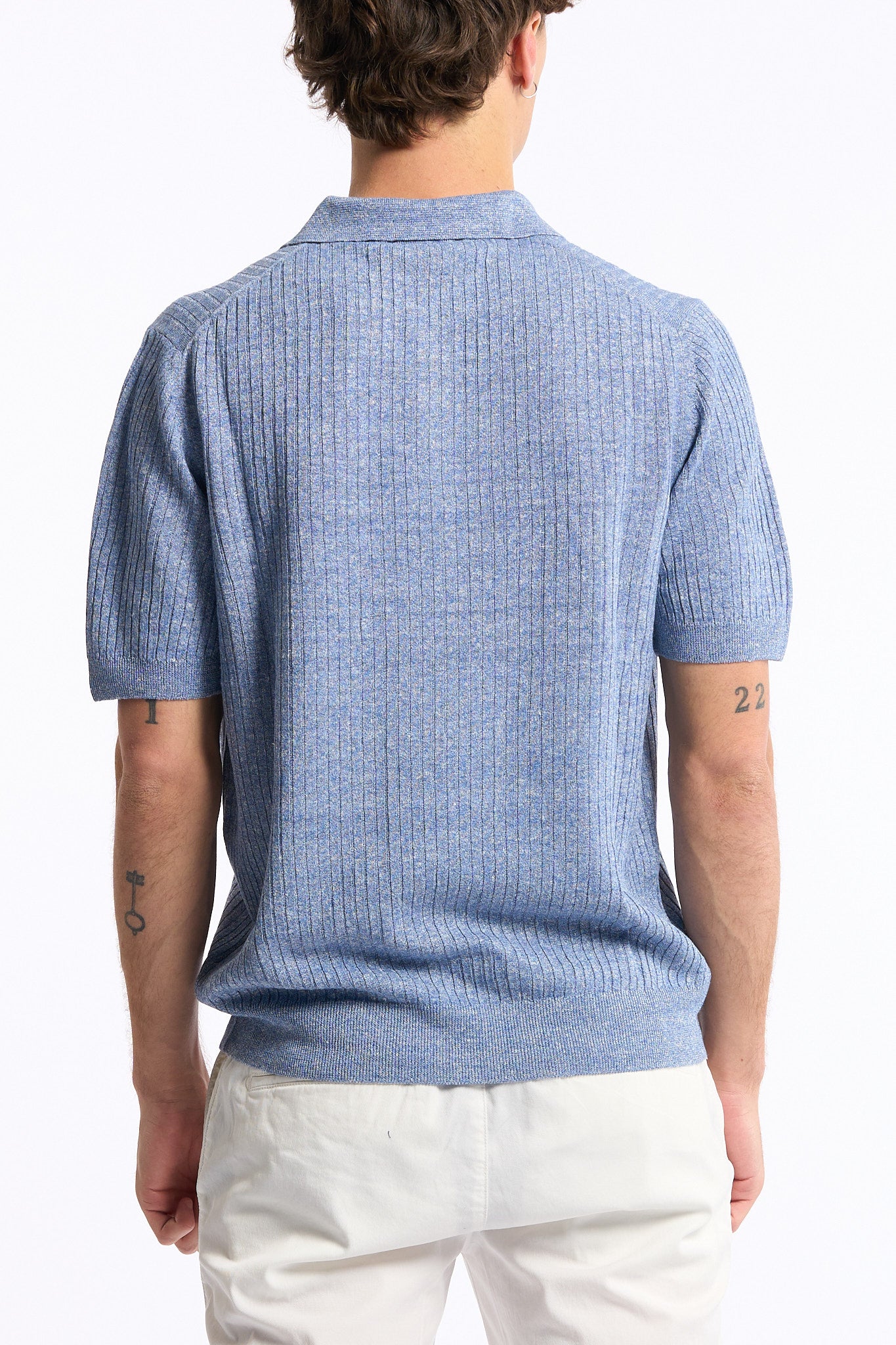 Gran sasso Polo Misto Lino Azzurro Uomo-6