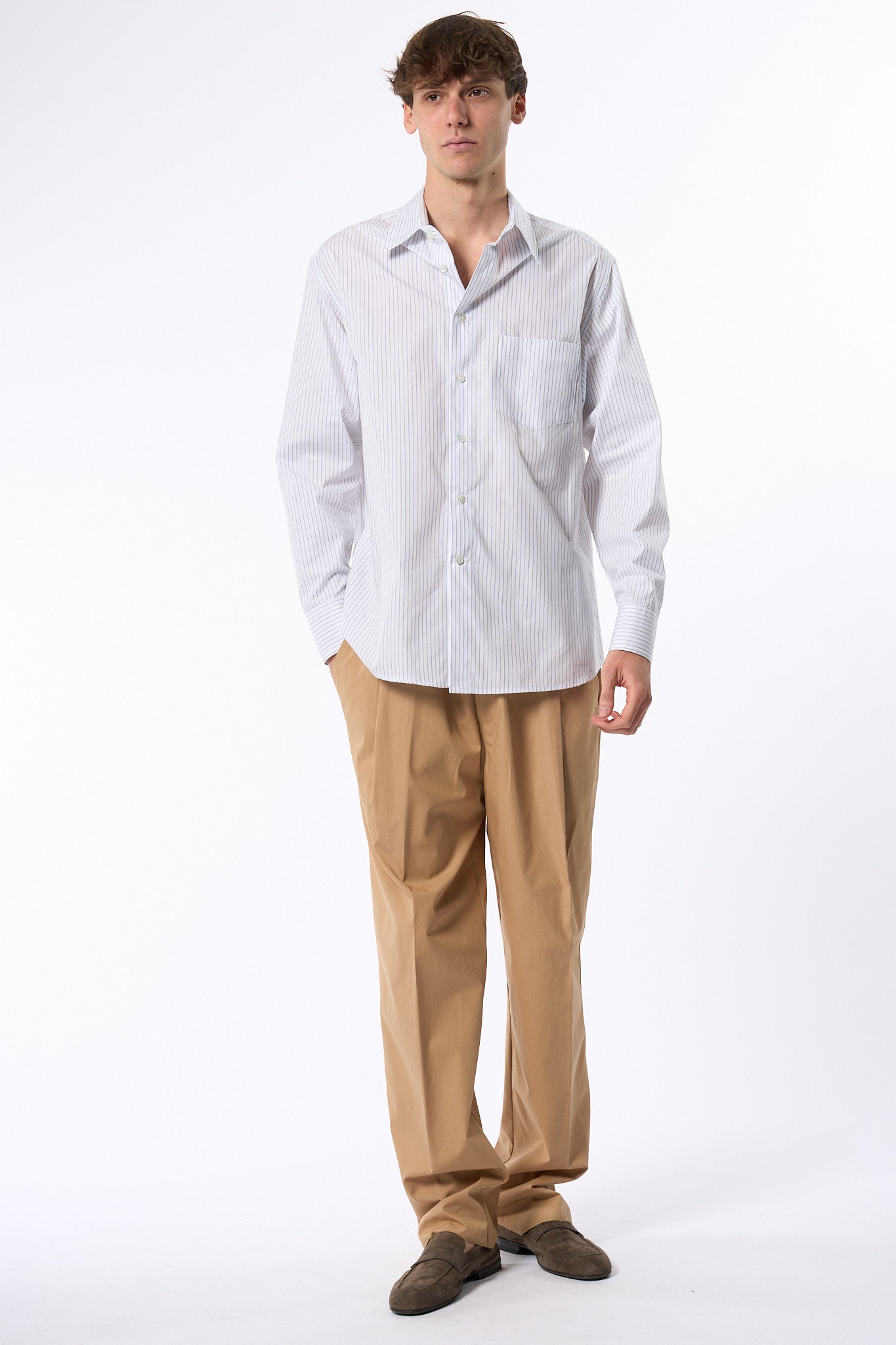 Grifoni Camicia Righe Bianco Uomo-7