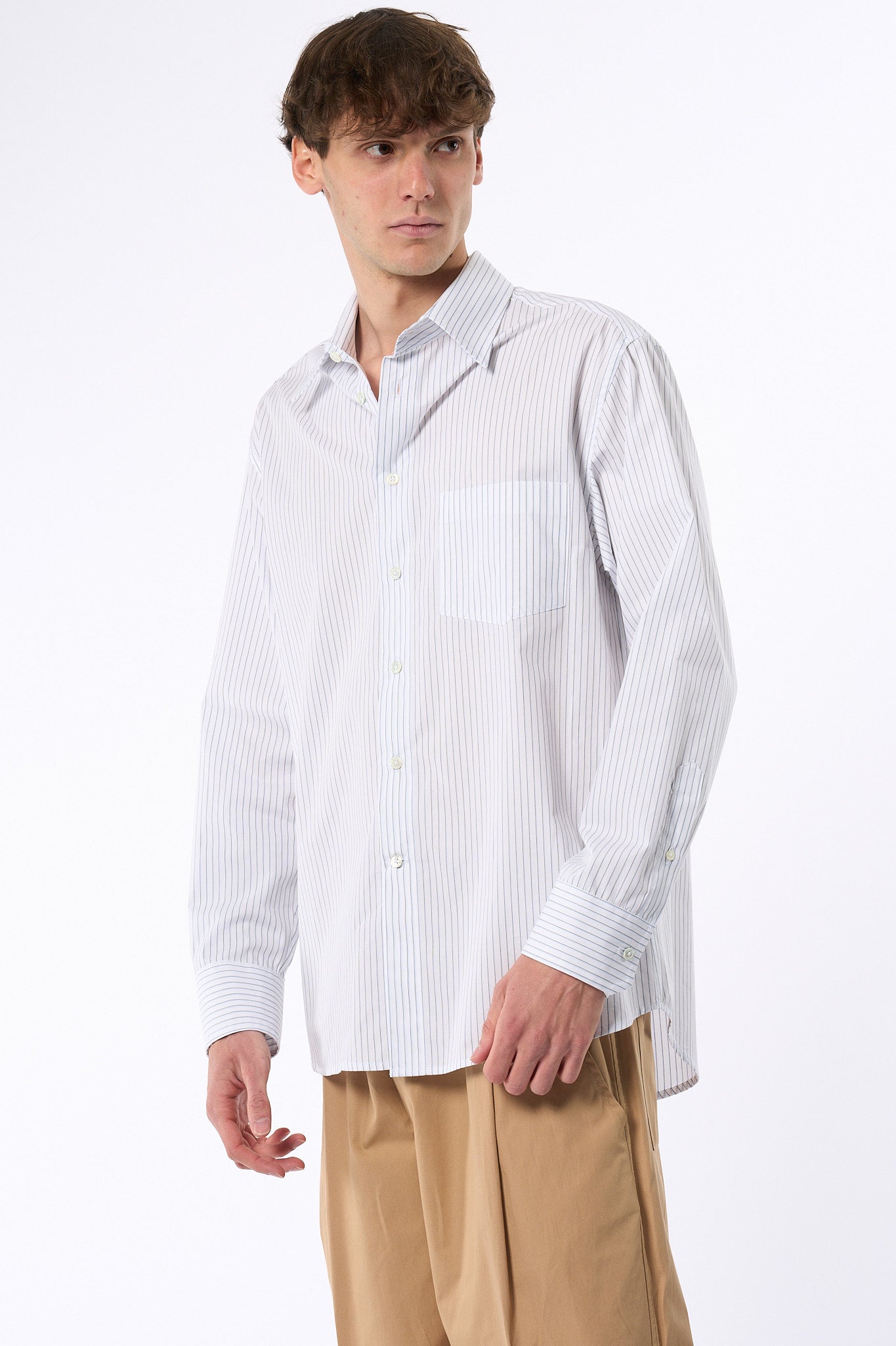 Grifoni Camicia Righe Bianco Uomo-6