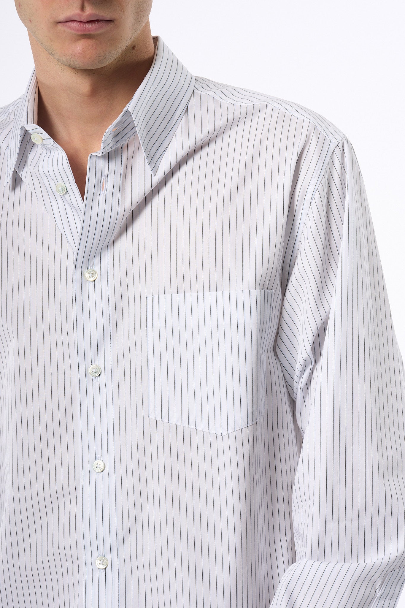 Grifoni Camicia Righe Bianco Uomo-3