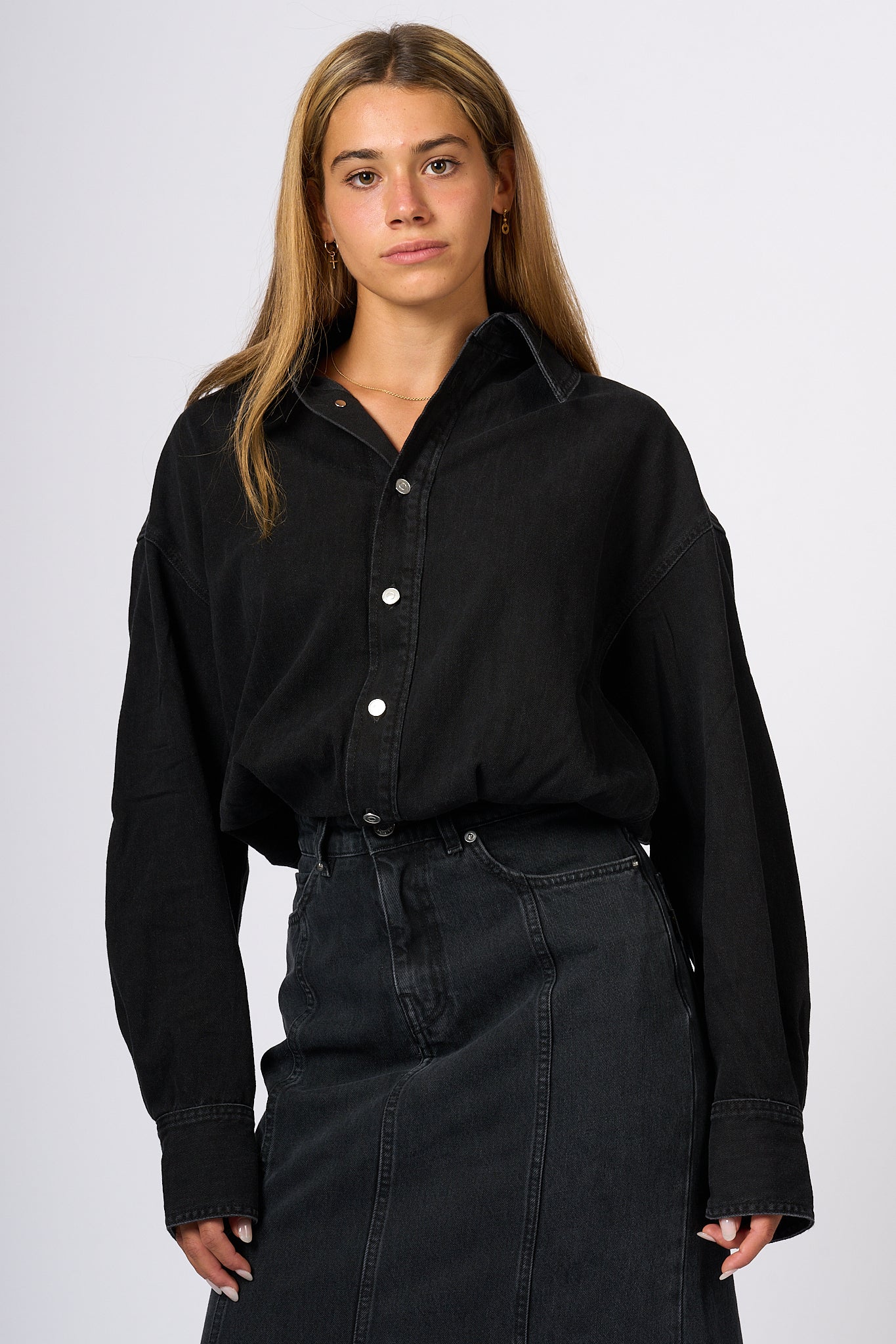 Haikure Abito Lungo Denim Nero Donna-3