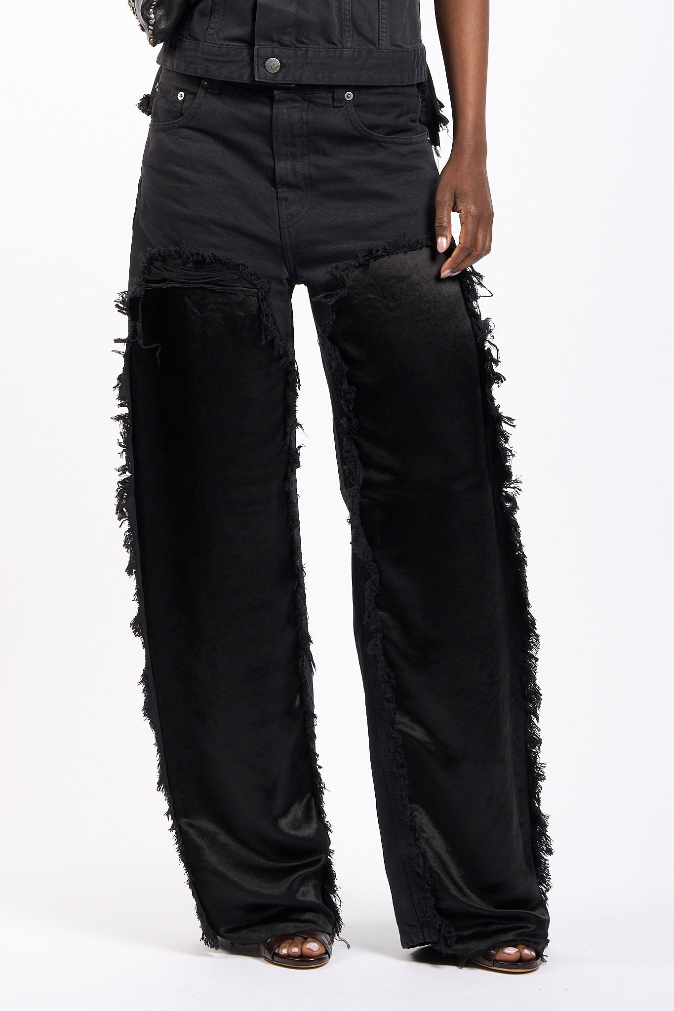 Haikure Jeans Bonnie Inserti Satin Carbone Donna-3
