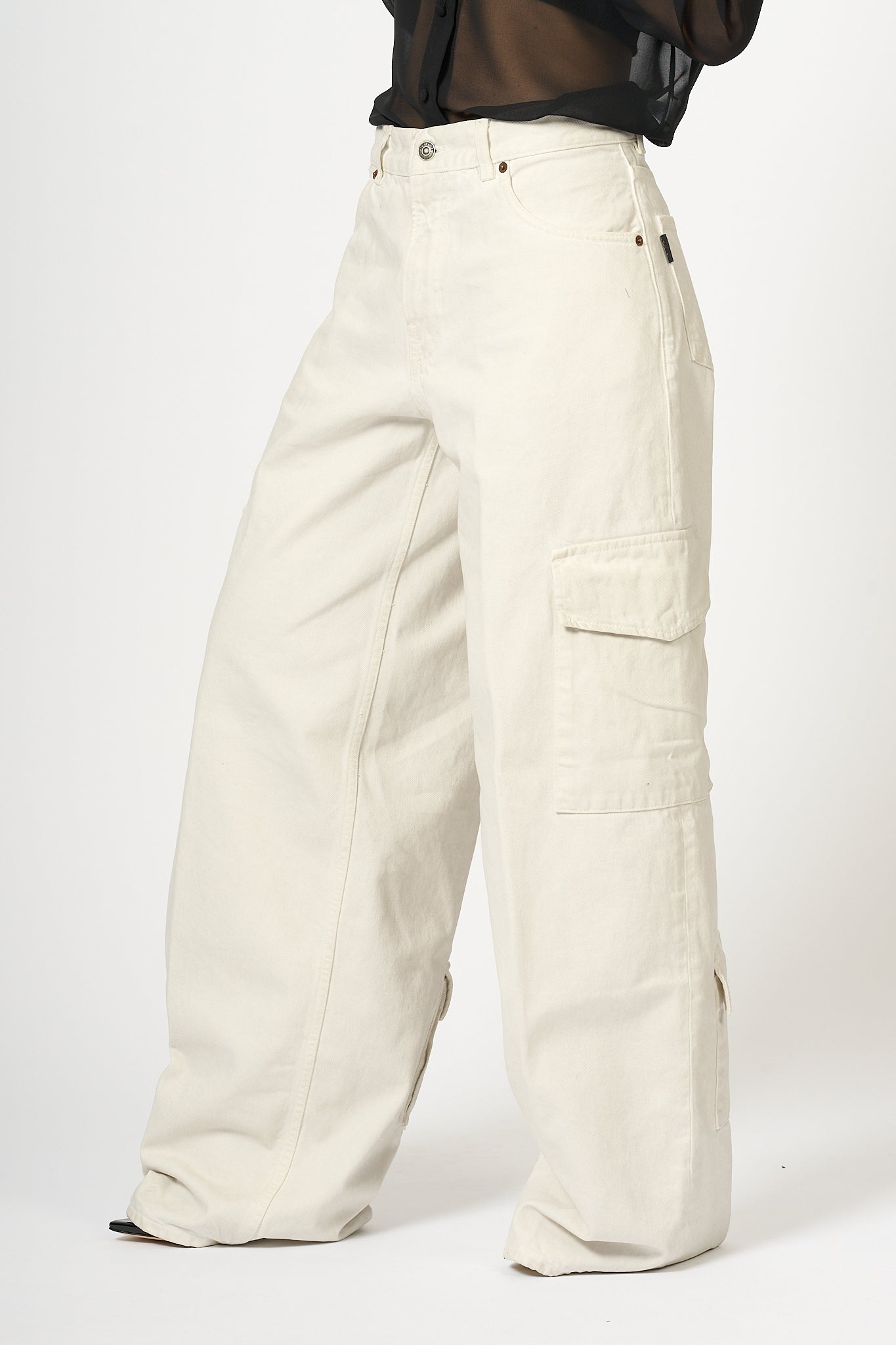 Haikure Jeans Cargo Bianco Donna-4