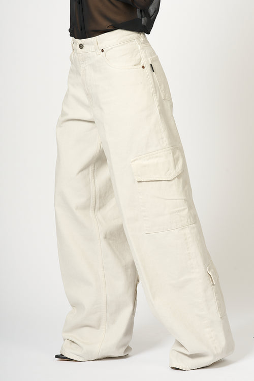 Haikure Jeans Cargo Bianco Donna