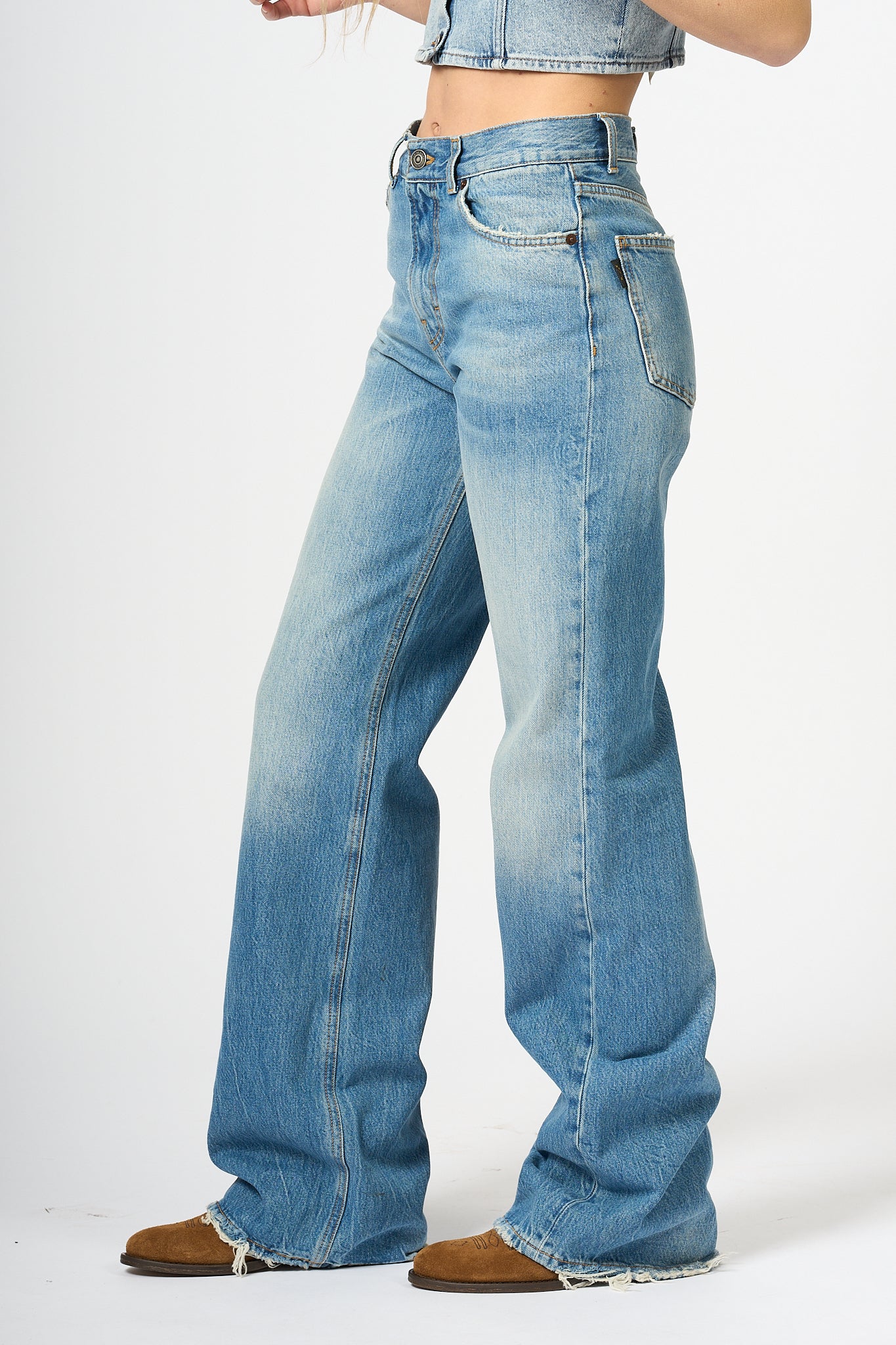 Haikure Jeans Korea Blu Medio Donna-3