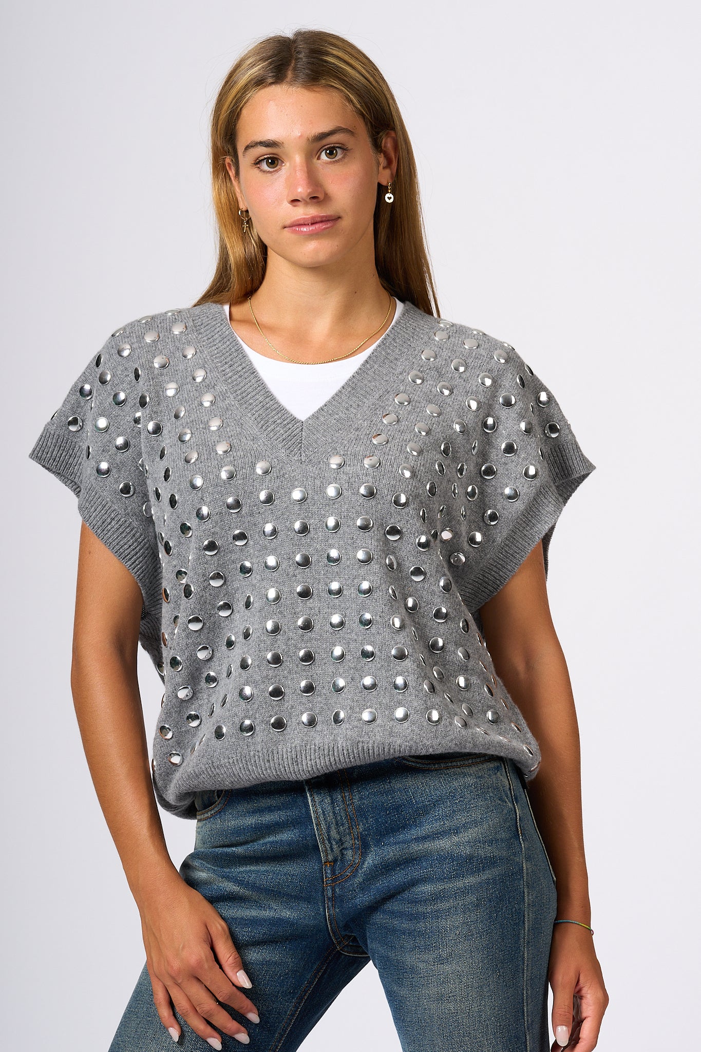 Haikure Maglia Borchie Grigio Donna-1