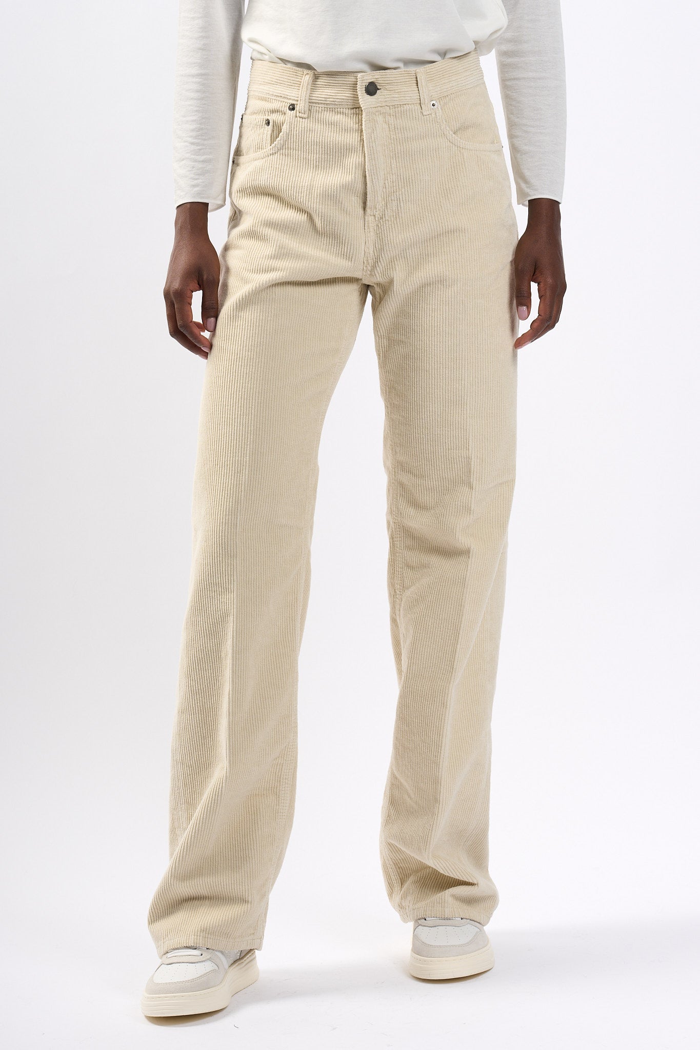 Haikure Pantalone Bonnie Velluto Ecru Donna-4