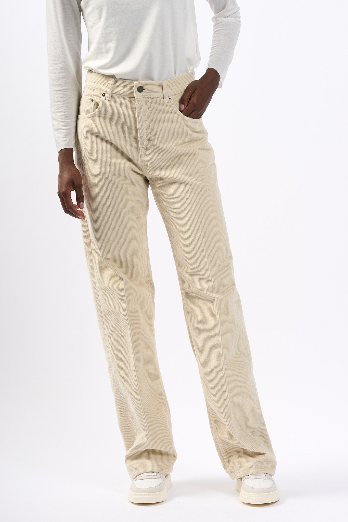 Haikure Pantalone Bonnie Velluto Ecru Donna-5