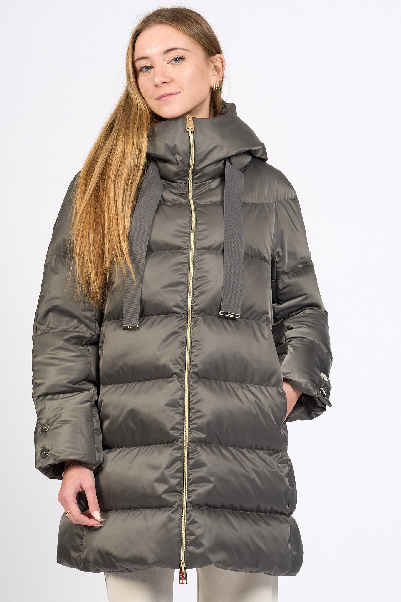 Herno A-shape In Raso Antracite Donna-5