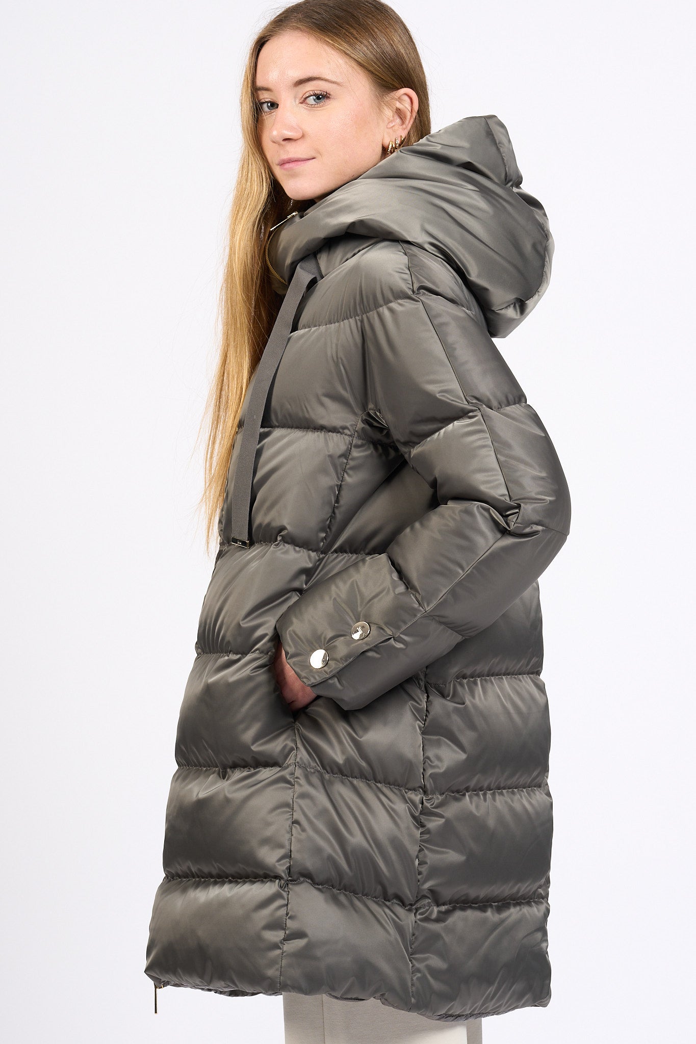 Herno A-shape In Raso Antracite Donna-7