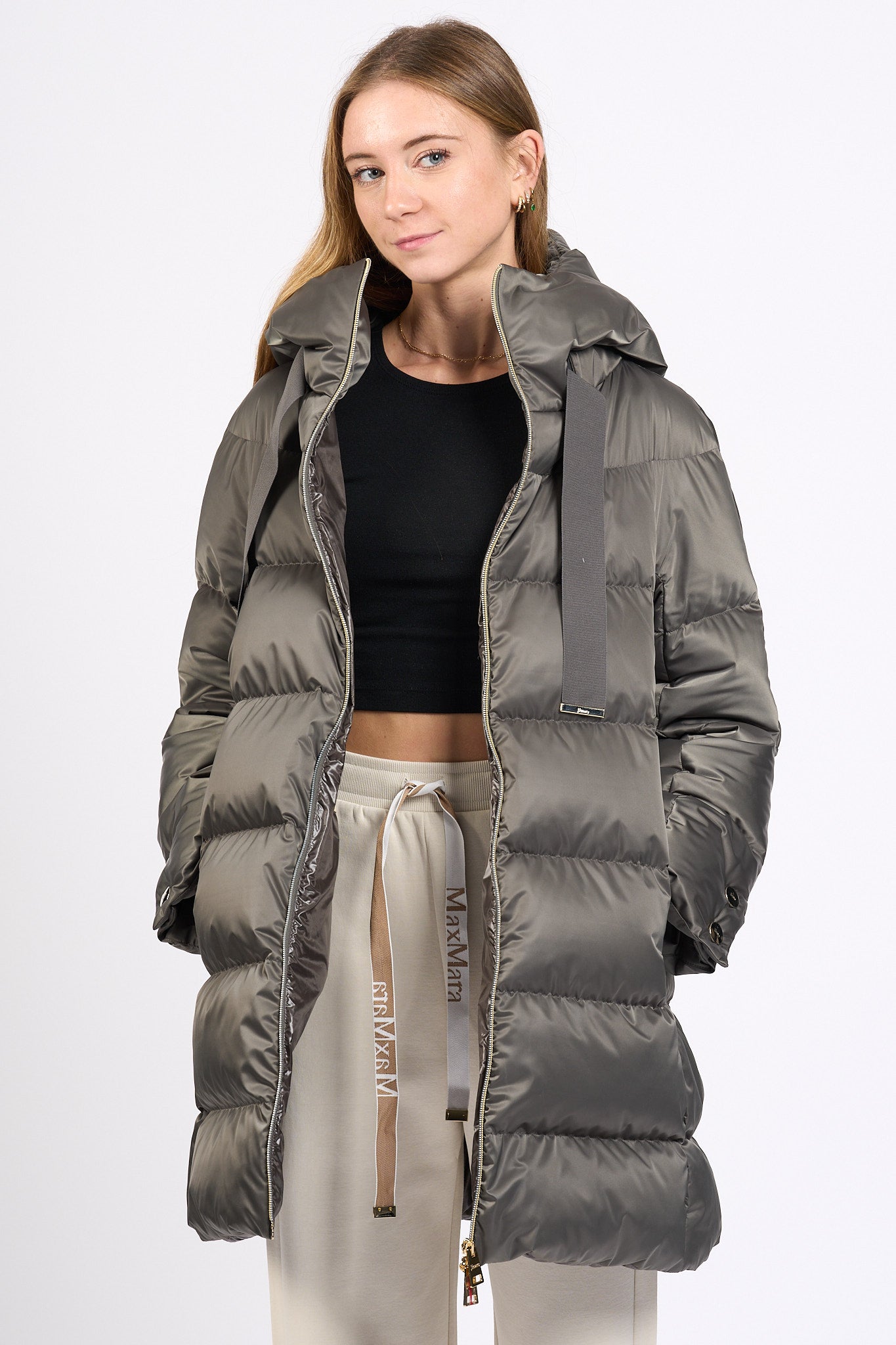 Herno A-shape In Raso Antracite Donna-2