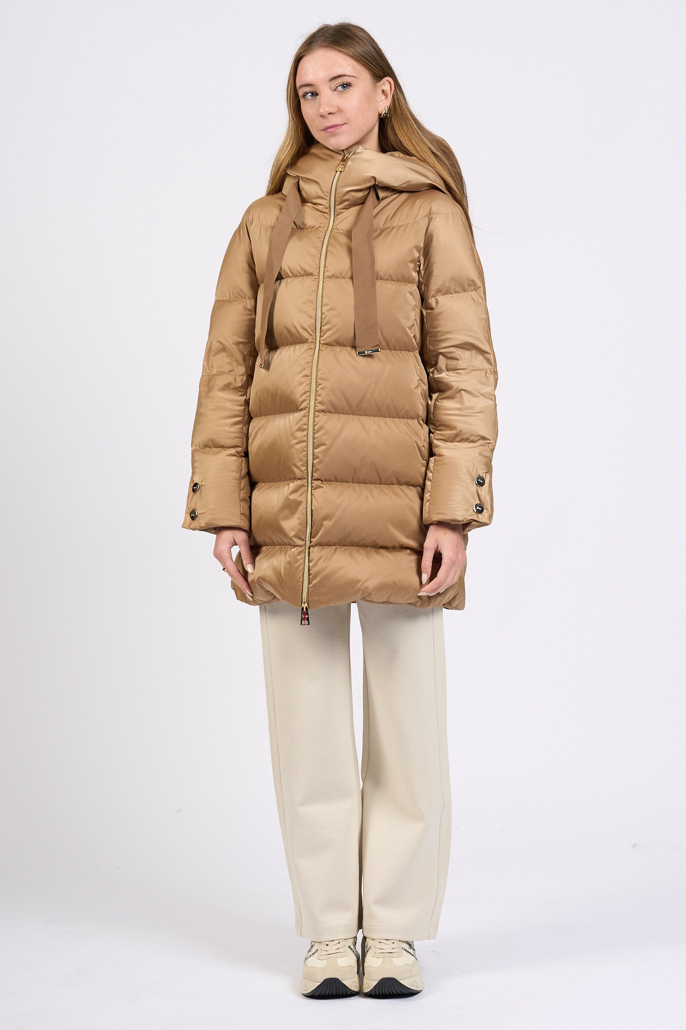 Herno A-shape In Raso Cammello Donna-3