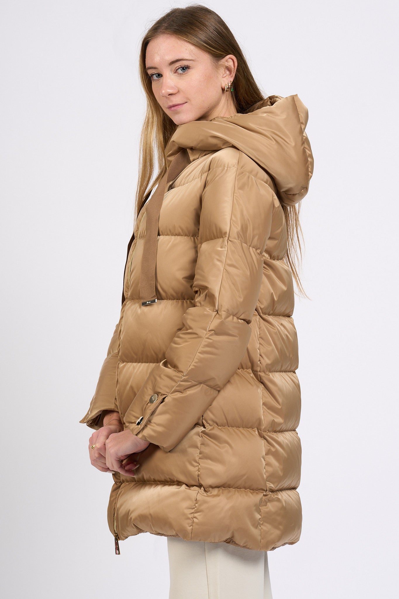 Herno A-shape In Raso Cammello Donna-4