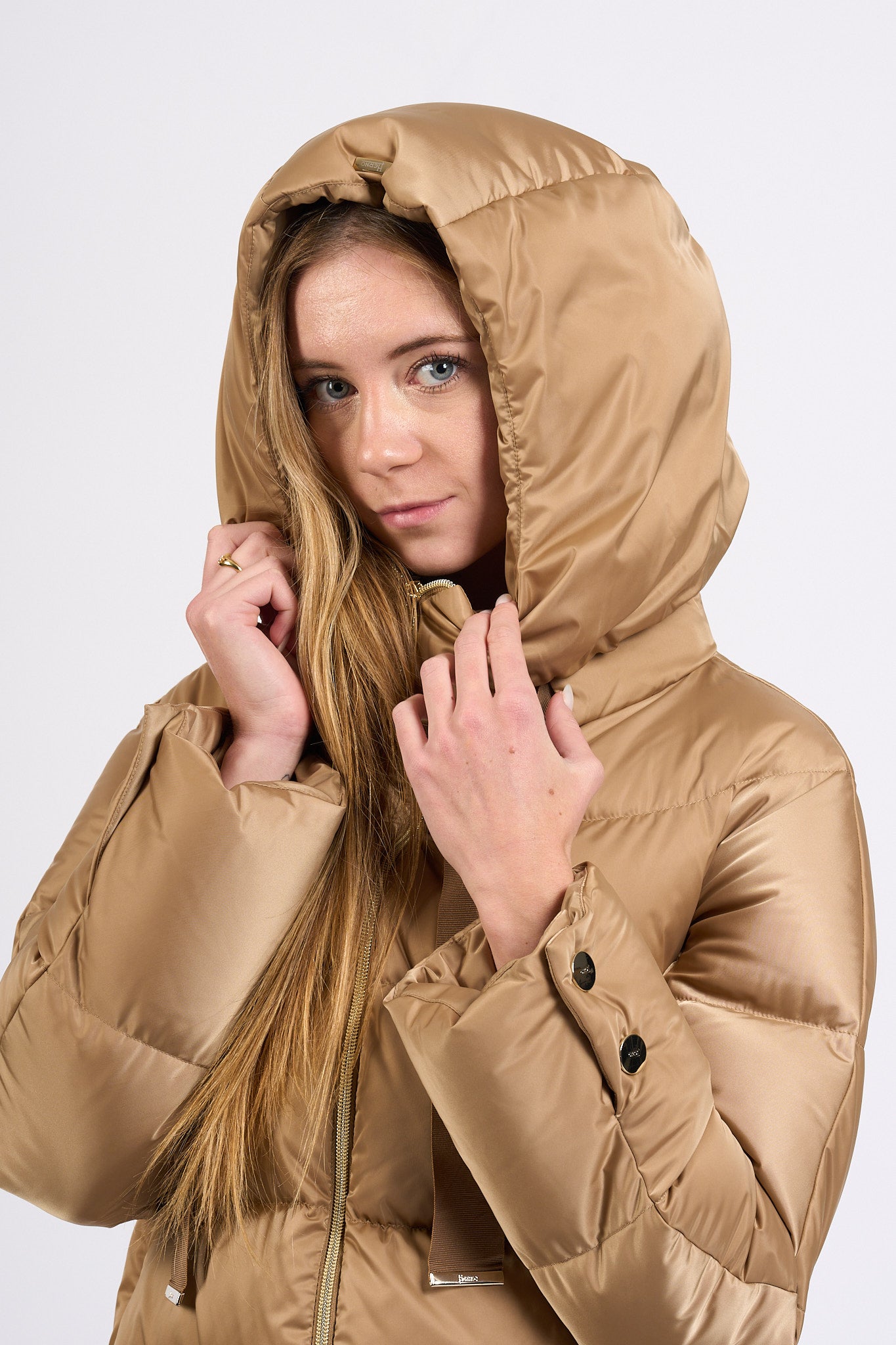 Herno A-shape In Raso Cammello Donna-2