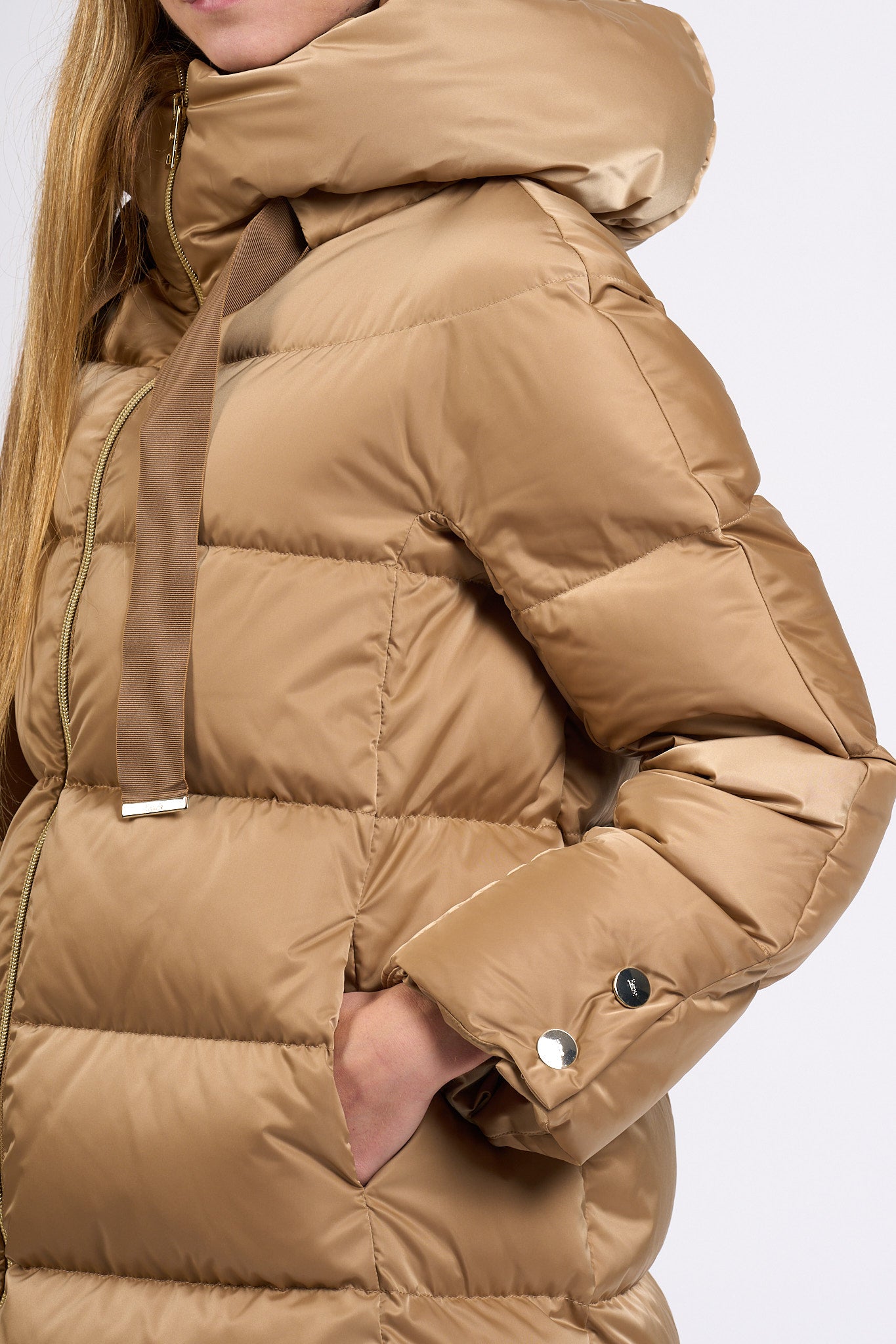 Herno A-shape In Raso Cammello Donna-7