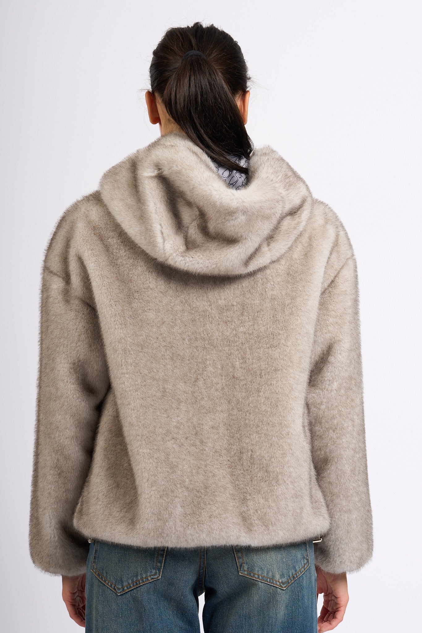 Herno Bomber Ecopelliccia Grigio perla Donna-5