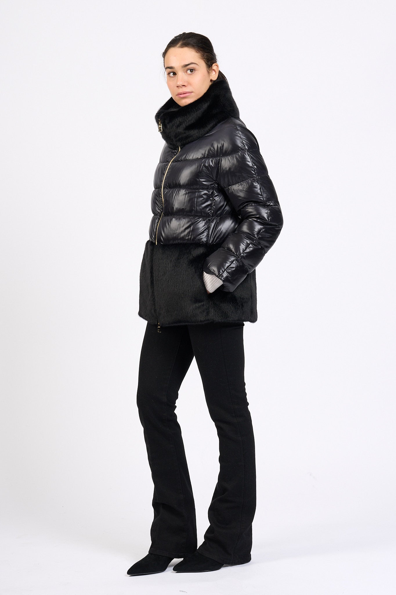 Herno Cappa Ultralight Faux Fur Nero Donna-9