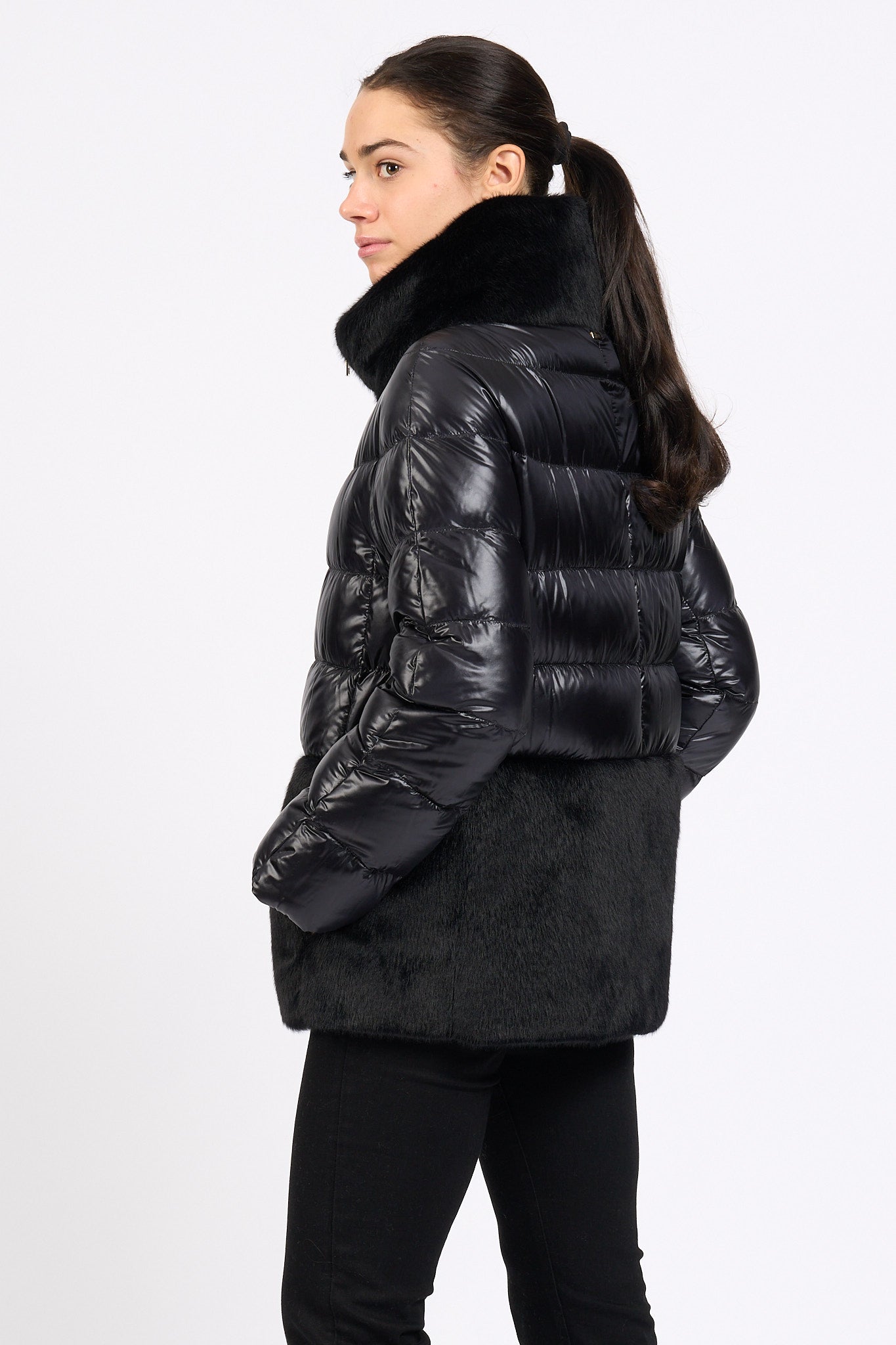 Herno Cappa Ultralight Faux Fur Nero Donna-3