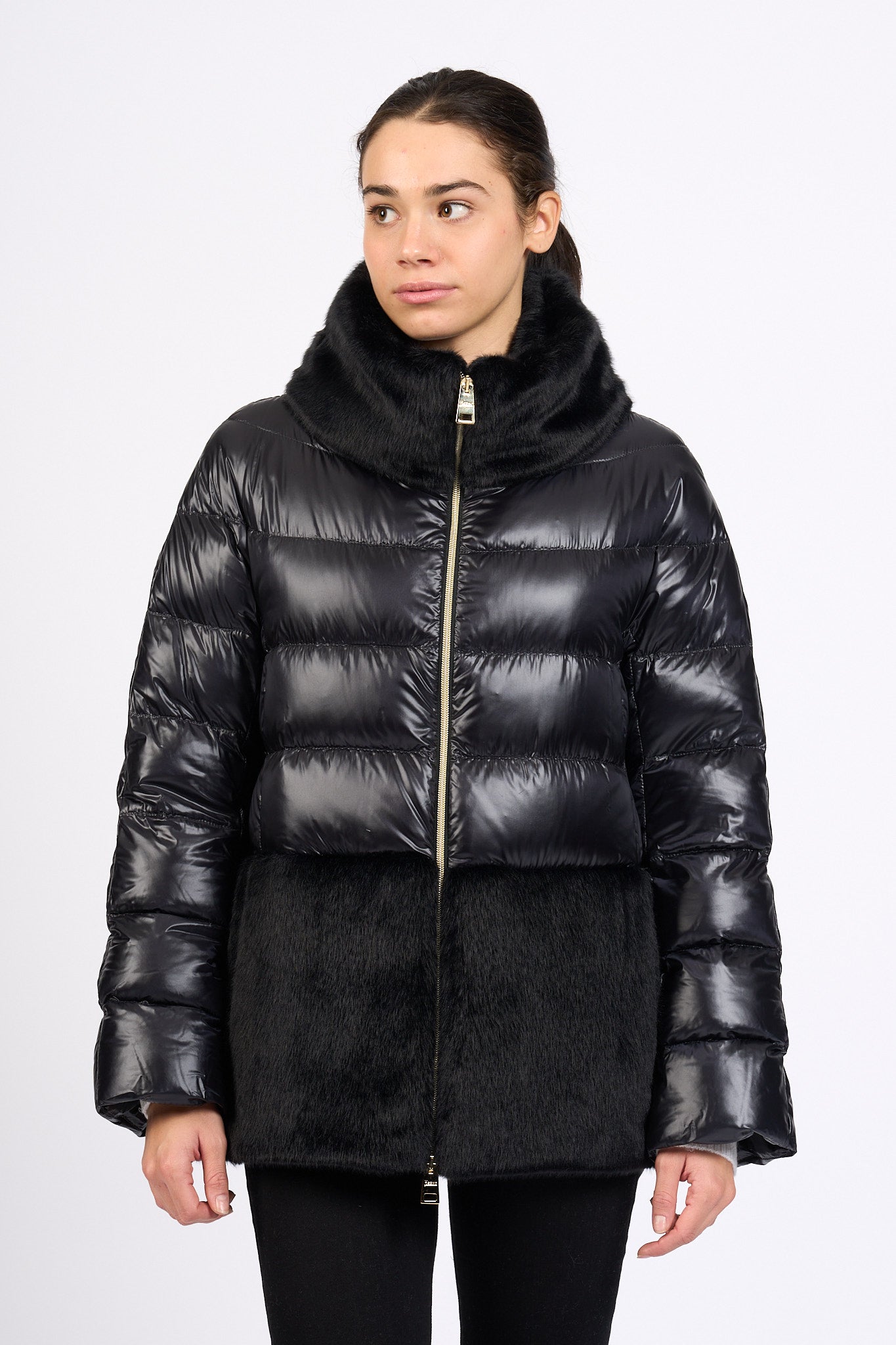 Herno Cappa Ultralight Faux Fur Nero Donna-4