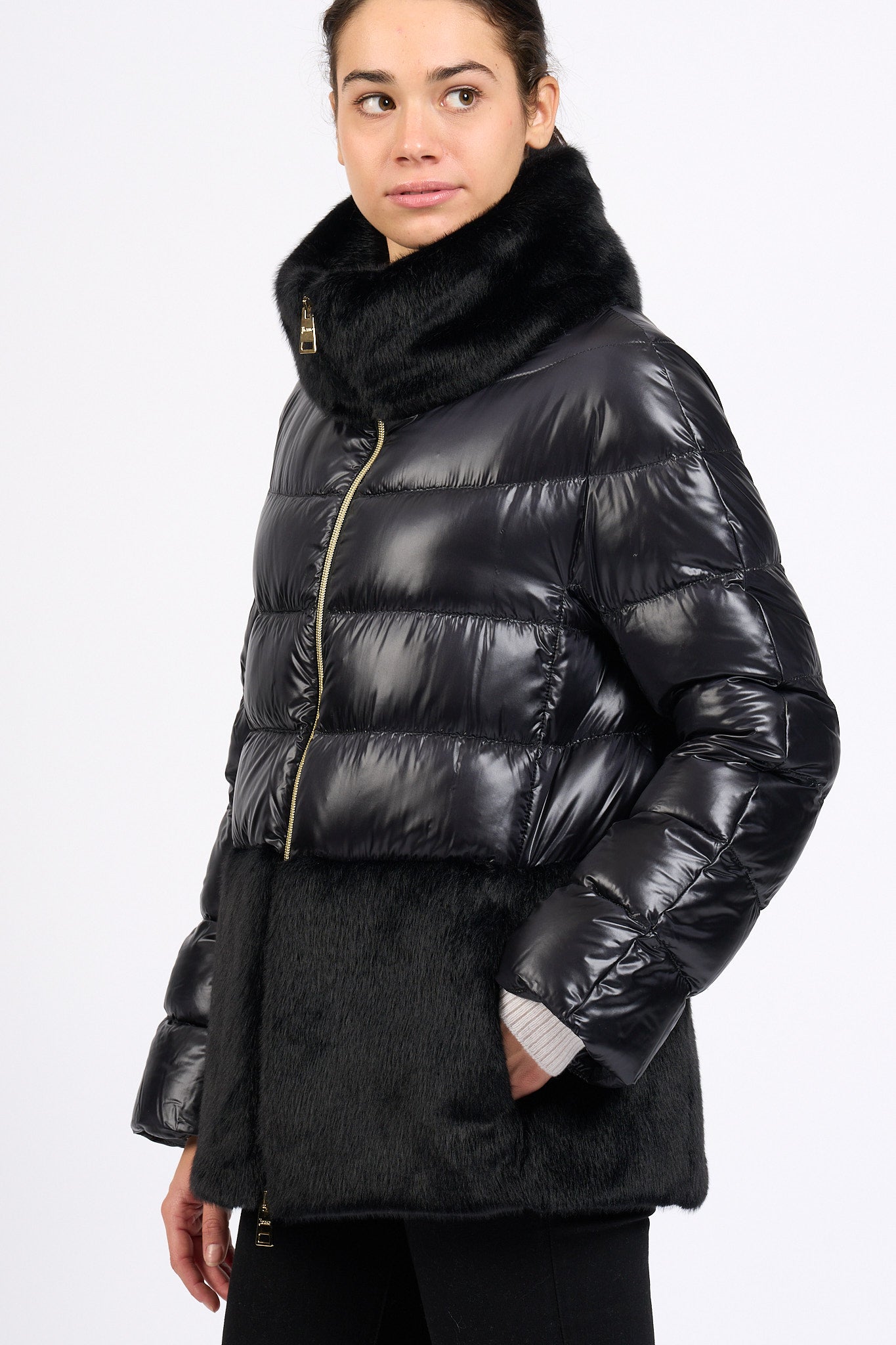 Herno Cappa Ultralight Faux Fur Nero Donna-2