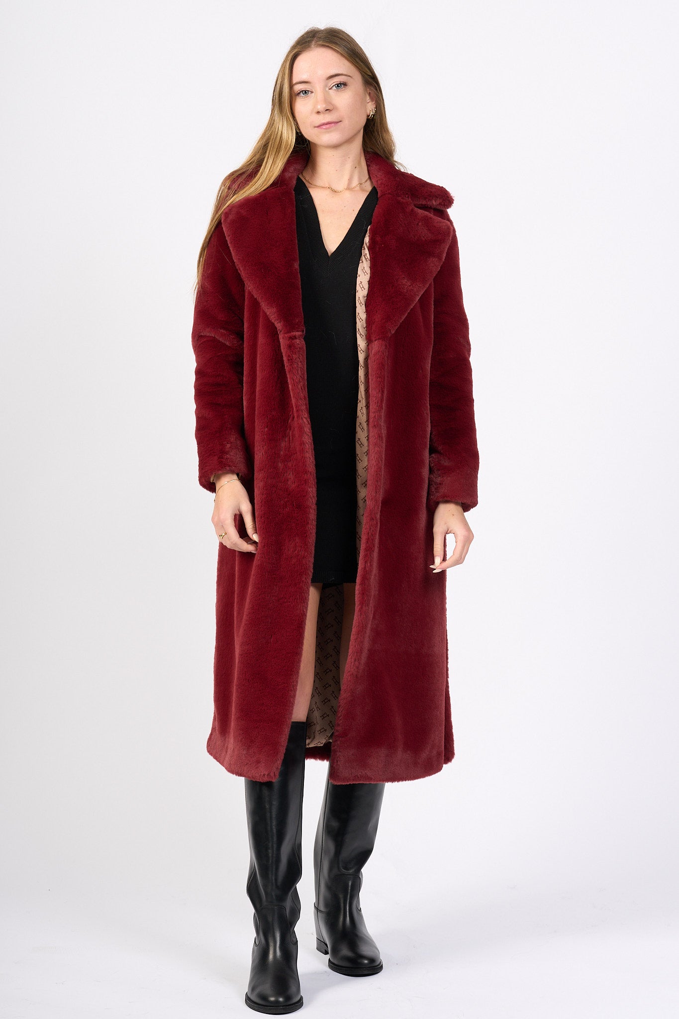 Herno Cappotto Faux Fur Bordeaux Donna-1