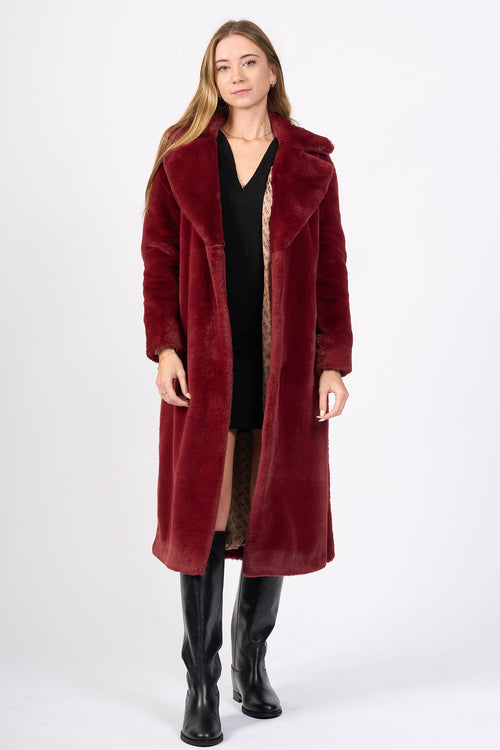 Herno Cappotto Faux Fur Bordeaux Donna