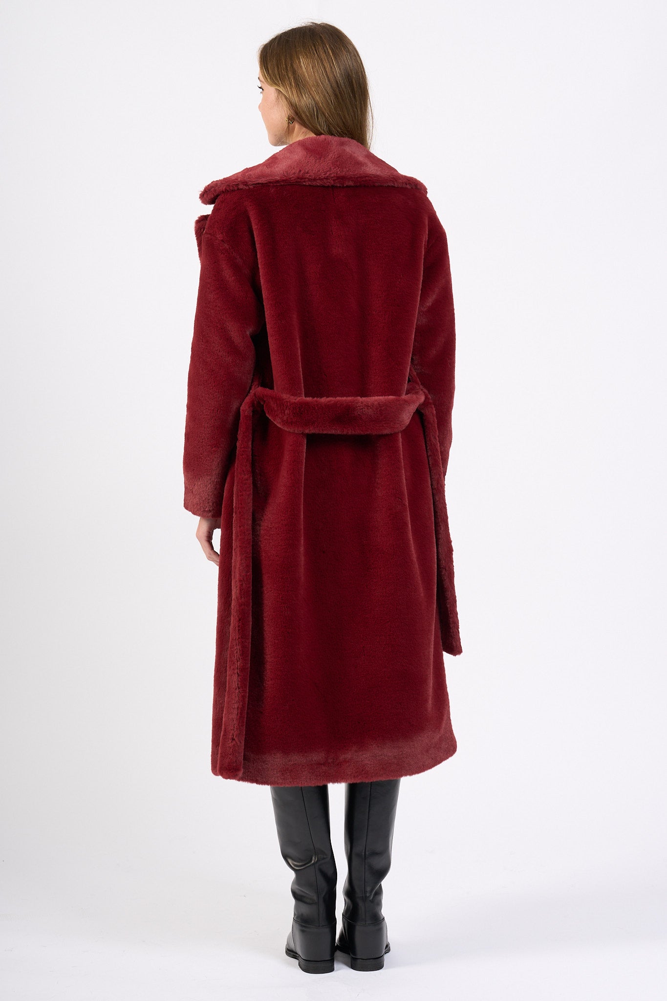 Herno Cappotto Faux Fur Bordeaux Donna-4