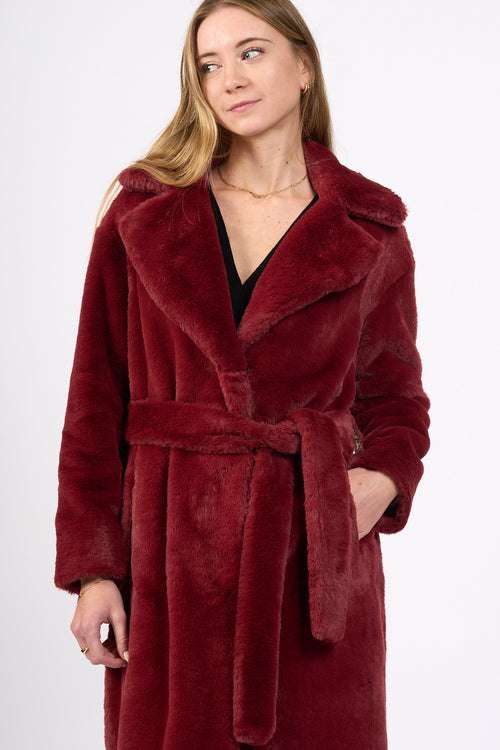 Herno Cappotto Faux Fur Bordeaux Donna-2