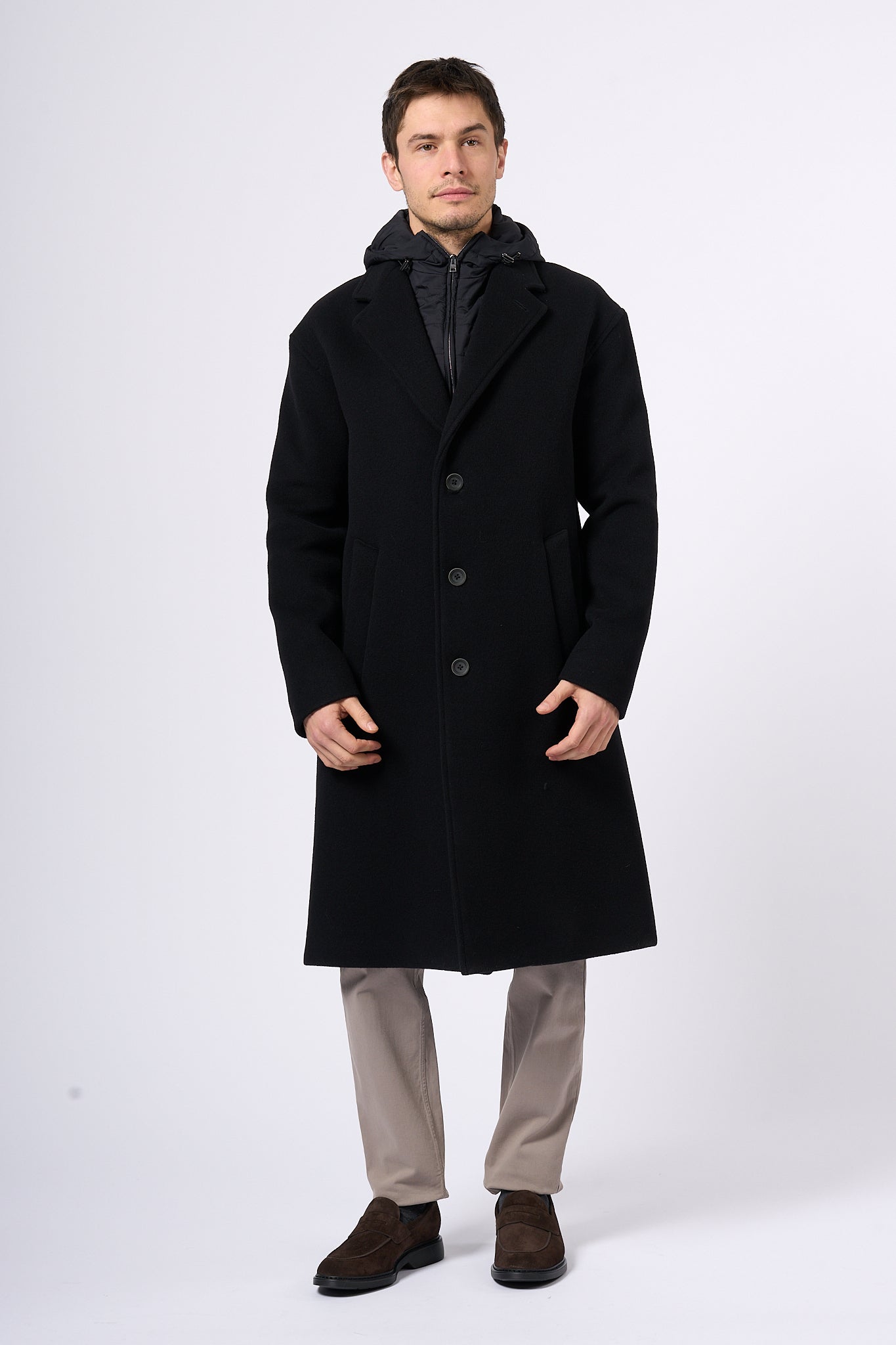 Herno Black Cloth Coat Men-6