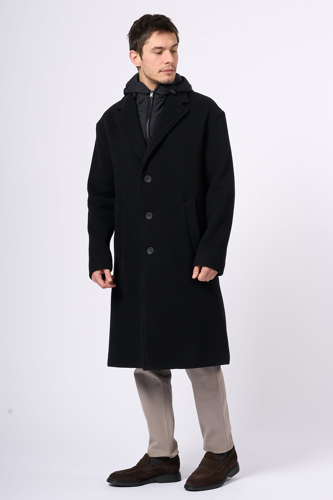 Herno Black Cloth Coat Men-1